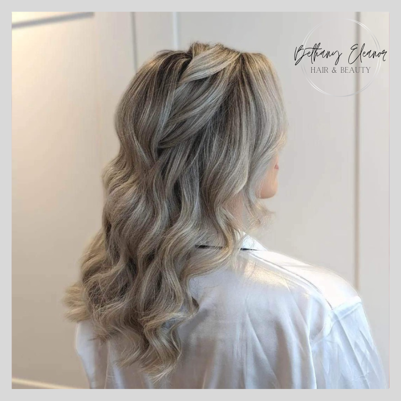 khalisee style wedding hair, viking style wedding hair with glorious waves and curls by Bethany Eleanor Hair & Beauty