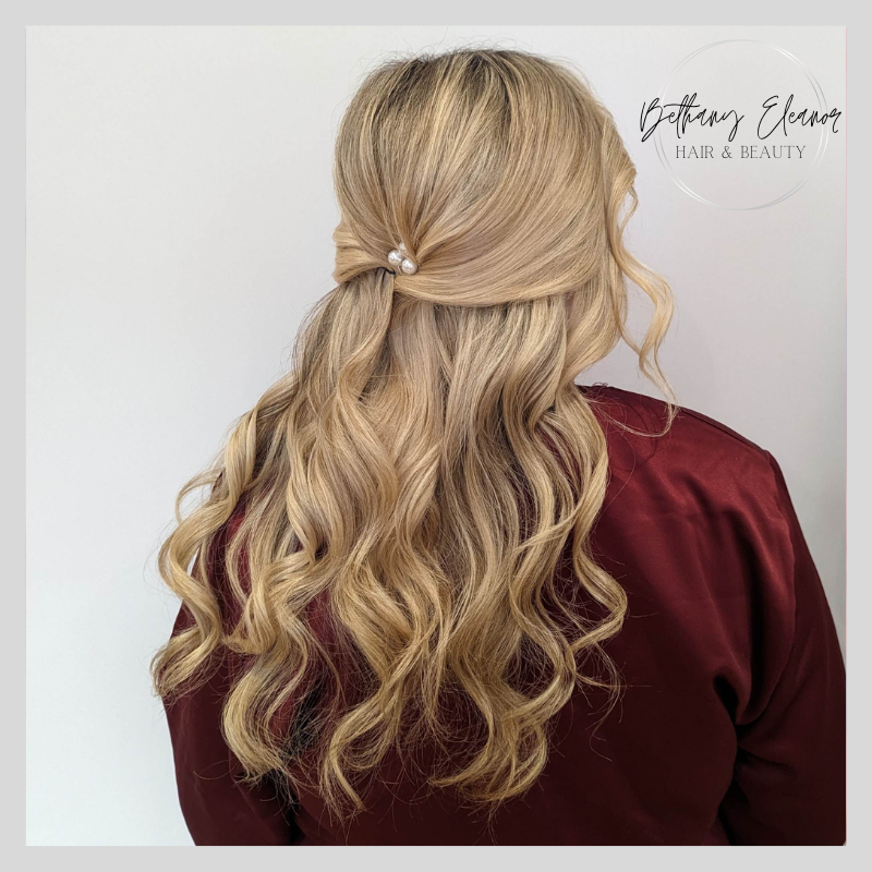 khalisee style wedding hair, viking style wedding hair with glorious waves and curls by Bethany Eleanor Hair & Beauty